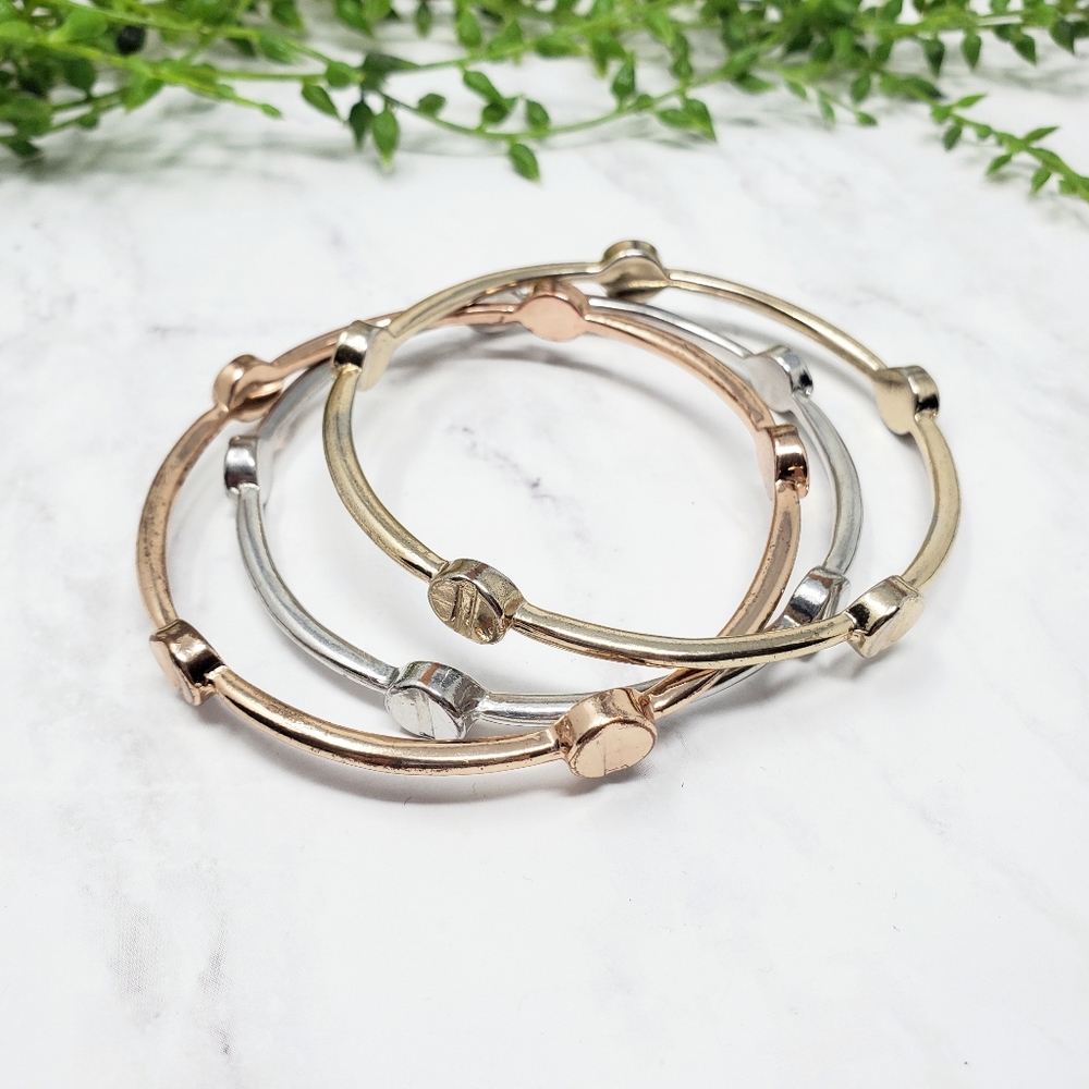 Set of Bangles- Gold, Rose Gold, Silver